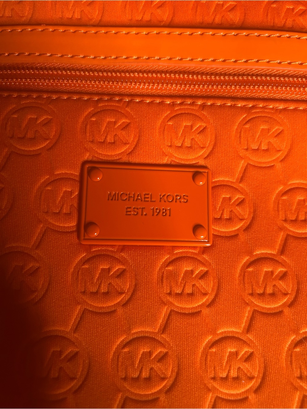 Michael Kors Orange Embossed MK Logo Crossbody - Picture 10 of 10